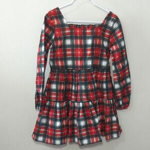Girl August Plaid Christmas Dress Red Green White Long Sleeve Bow Girls Size 8